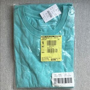 NWT J Crew Marine Aqua Men's Large  washed Cotton/Poly Blend Crew T-Shirt
